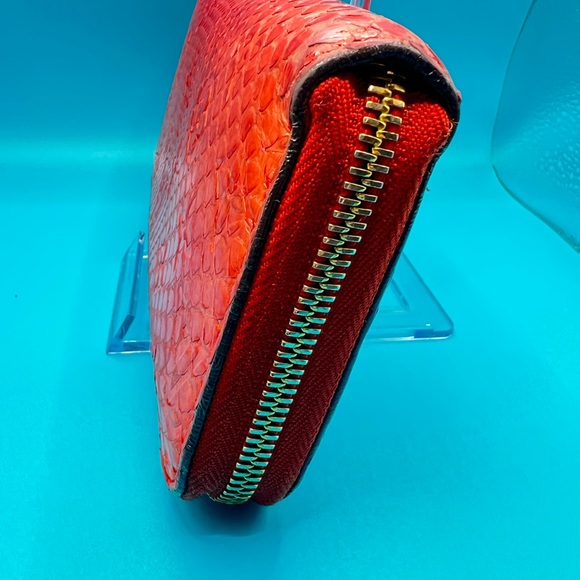 Louis Vuitton Zippy Wallet Round Zipper Long Monogram Exotic Python Orange - Picture 4 of 12